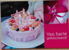 GL-JZ3002 Van harte gefeliciteerd Kaart gefeliciteerd - taart